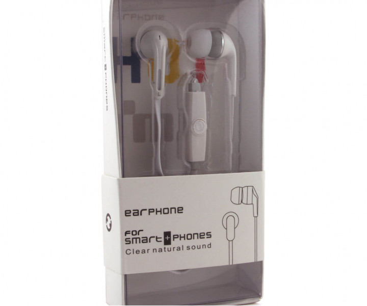 Наушники M2 White, Mini jack (3.5 мм), вакуумные, микрофон на проводе